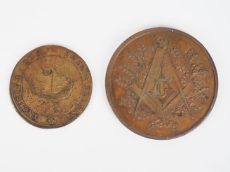 Vente aux enchères Médaille maçonnique, Orient de Fontainebleau loge de "Napoléon le gran