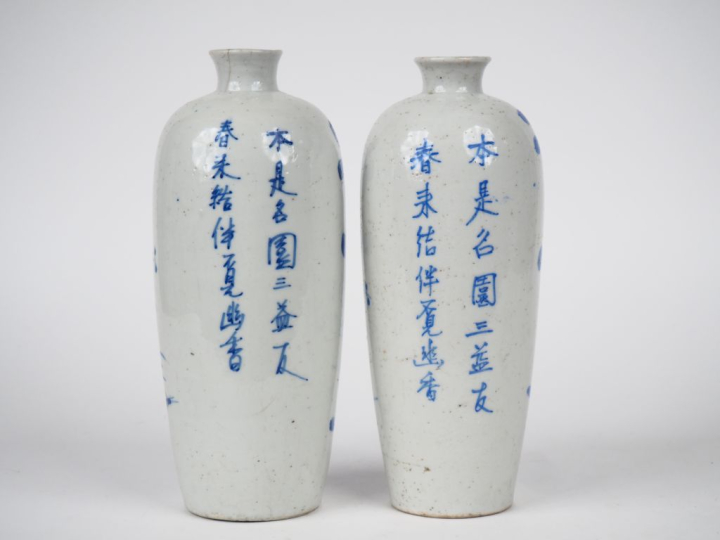 Chine XIXème. Paire de vases formant pendant de forme oblongue en porc