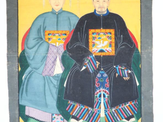 Vente aux enchères Chine XXème. 2 peintures sur toiles montées en rouleau:  L'un figurant