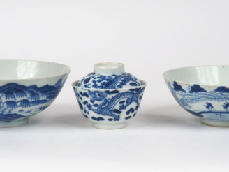 Vente aux enchères Indochine XIXème. Coupe en porcelaine de Hué à décor d'un lac et d'un 