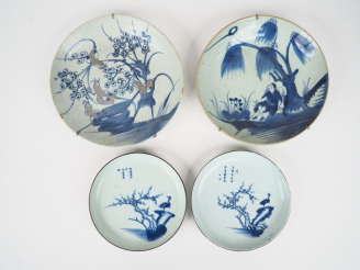 Vente aux enchères Indochine XIXème.  Lot comprenant :  une coupe à décor de personnage s