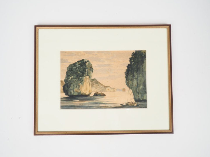 Indochine vers 1935. DUYET. Ensemble de 6 aquarelles représentant des 