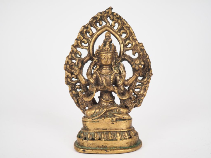 Népal XXème. Statuette en bronze figurant boddhisattva. H. 16 cm