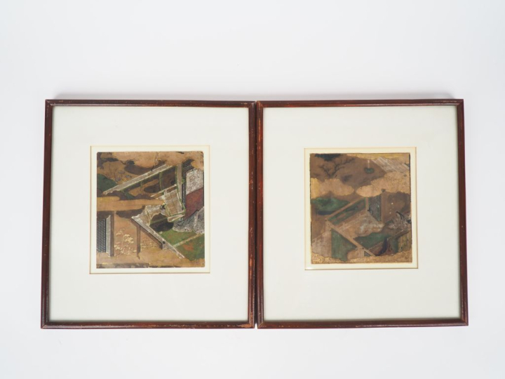 Japon XVIIIème, période Edo. 2 peintures sur papier représentant des s