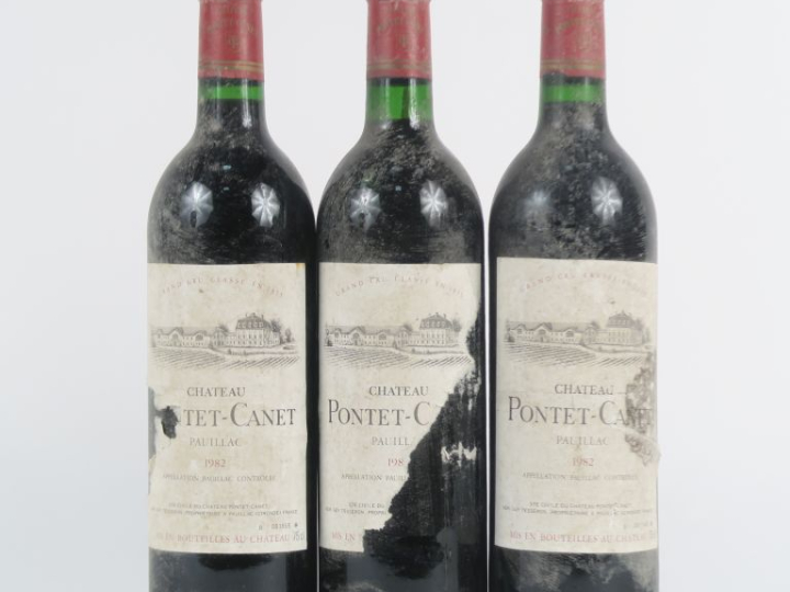 3 BOUTEILLES CHÂTEAU PONTET CANET GCC PAUILLAC - 1982 - 1 ETA/1 EA/1 E