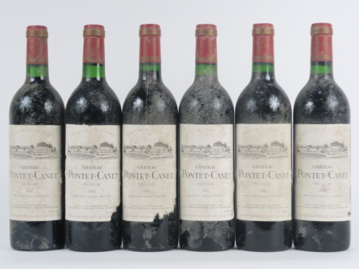 6 BOUTEILLES CHÂTEAU PONTET CANET GCC PAUILLAC - 1982 - BS/3 ELA