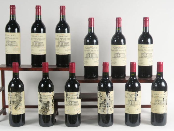 12 BOUTEILLES CHÂTEAU HAUT MARBUZET ST ESTEPHE - 1996 - CBO - 6 EA