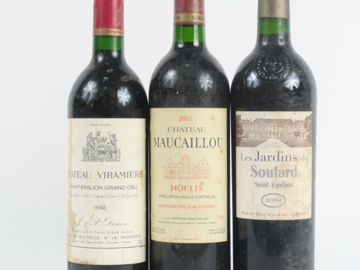 3 BOUTEILLES : 1 CHÂTEAU MAUCAILLOU MOULIS 2001 - 1 CHÂTEAU VIRAMIÈRE 