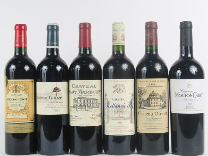 6 BOUTEILLES : 1 CHÂTEAU HAUT MARBUZET ST ESTEPHE 2001 - 1 CHÂTEAU OLI