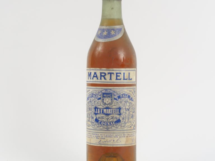 1 VIEILLE BOUTEILLE COGNAC MARTELL *** - CAPS ÉTAIN/BS