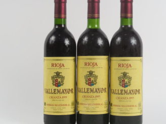 Vente aux enchères 3 BOUTEILLES RIOJA VALLEMAYOR 1995