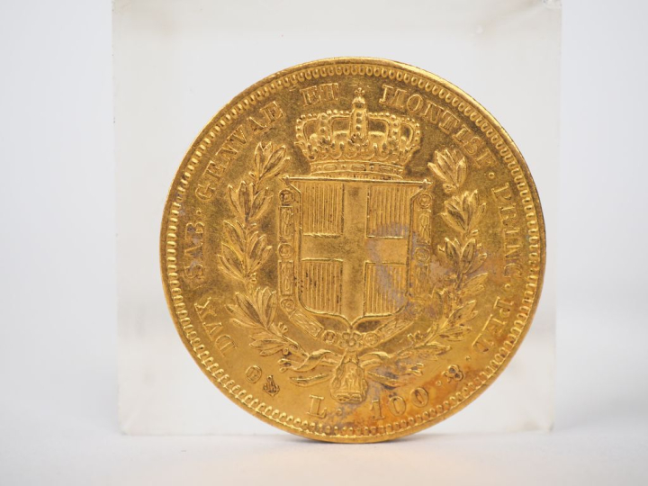 Une pièce de 100 Lires or, 1836. FRAIS ACHETEURS 10% HT.   