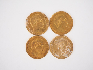 Vente aux enchères Quatre pièce de 20 Francs or, 1858-A. FRAIS ACHETEURS 10% HT.   
