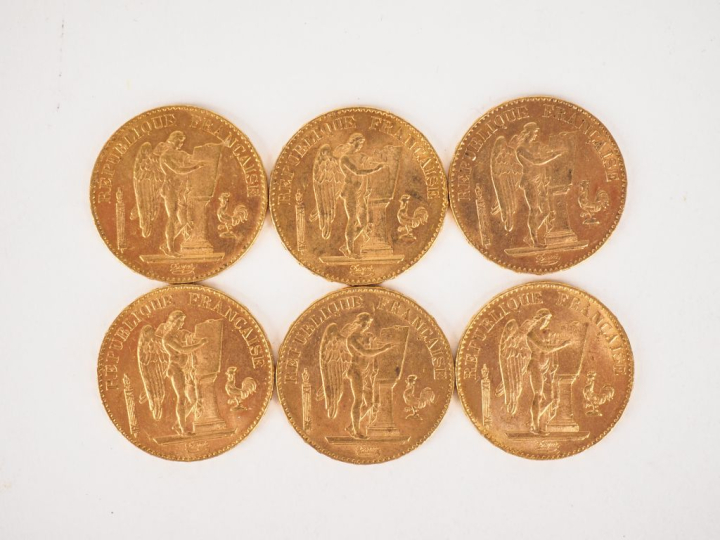 Six pièces de 20 Francs or 1898-A. FRAIS ACHETEURS 10% HT.   