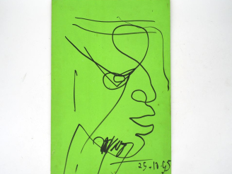 Vente aux enchères Claude NOUGARO.  Dessin au feutre daté du 25,10,93 "portrait de jeune 