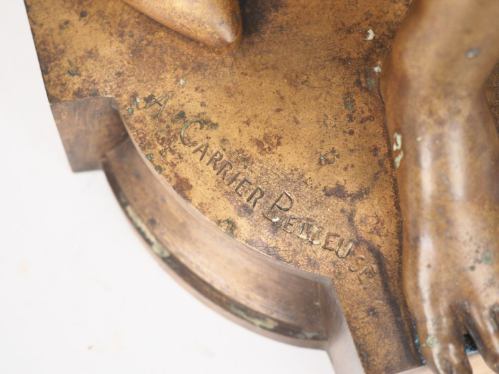 A. CARRIER-BELLEUSE. "Psychée". Sculpture en bronze à patine médaille 