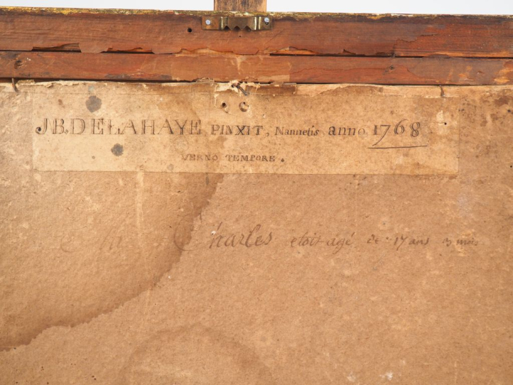 Ecole française XVIIIème. "Portrait de jeune noble". Pastel, porte une