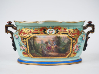 Vente aux enchères Jardinière Napoléon III en porcelaine de Paris, à décor dans des réser