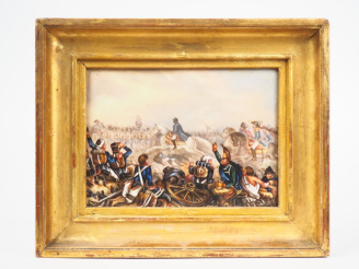 Vente aux enchères Ecole française fin XIXème. "Napoléon sur le champ de bataille". Peint