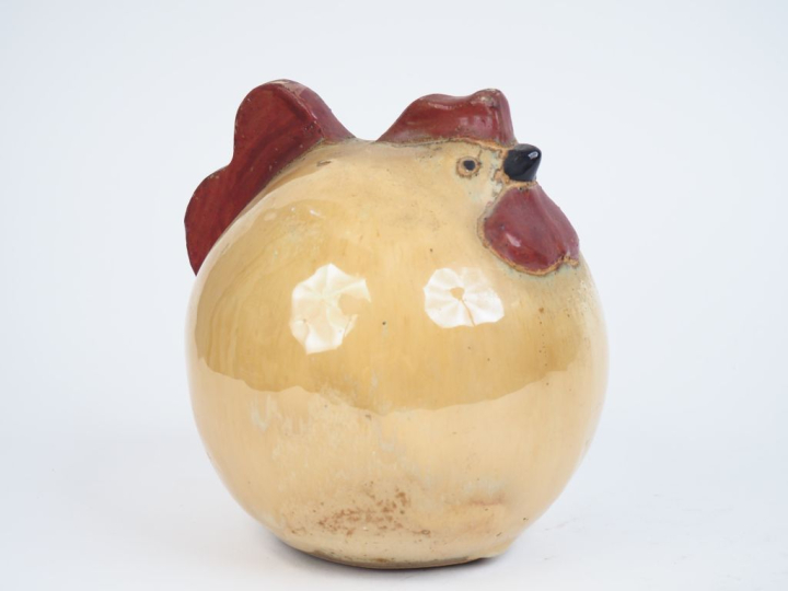 Sujet en céramique polychrome.  "le coq" H. 18 cm