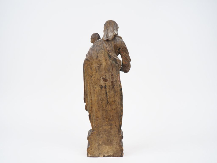 Ecole française XVIIIème.  "vierge à l'enfant" en bois sculpté polychr