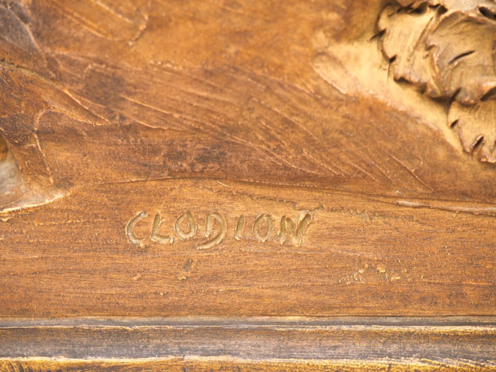CLODION (d'après). Groupe en terre cuite "la faunesse et les deux faun