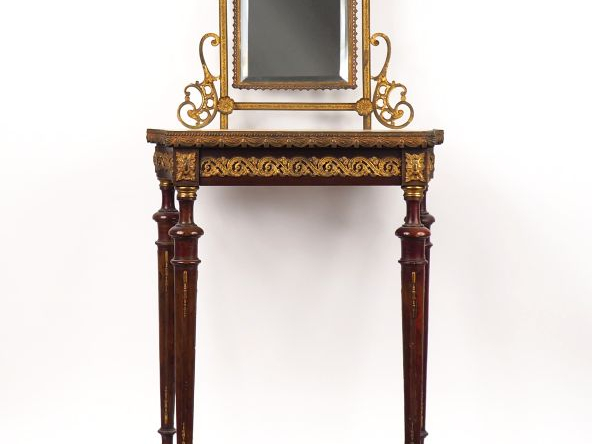 Console psychée de style Louis XVI en acajou, plateau en onyx, belle o