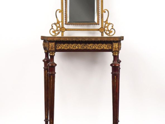 Vente aux enchères Console psychée de style Louis XVI en acajou, plateau en onyx, belle o
