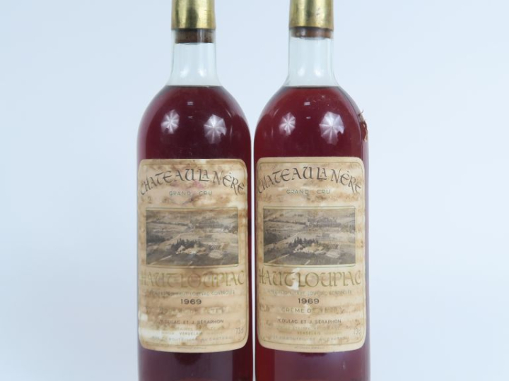 2 BOUTEILLES CHÂTEAU LA NÈRE 'CRÈME DE TÊTE' HAUT LOUPIAC - 1969 - LB/