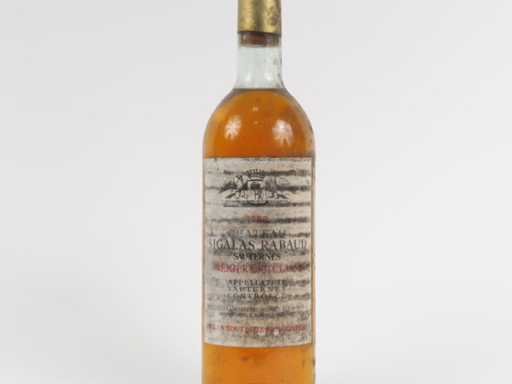 1 BOUTEILLE CHÂTEAU SIGALAS RABAUD 1er CC SAUTERNES - 1980 - BG/ET