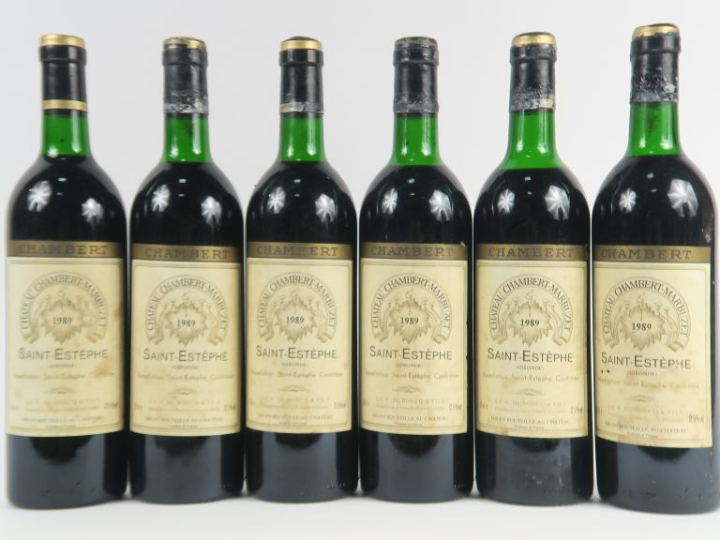 6 BOUTEILLES CHAMBERT MARBUZET ST ESTEPHE - 1989 - 4 LB/2 HEP