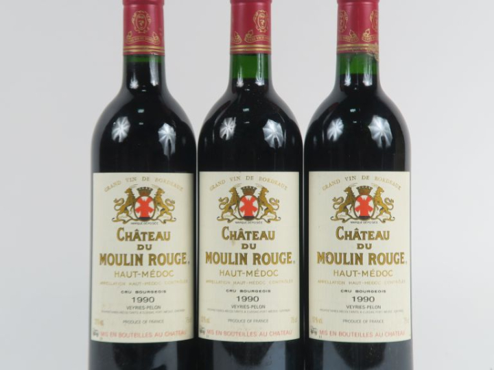 3 BOUTEILLES CHÂTEAU MOULIN DU ROUGE CB HAUT MEDOC - 1990
