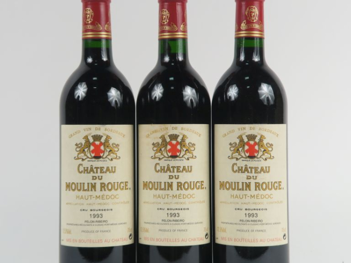 3 BOUTEILLES CHÂTEAU MOULIN DU ROUGE CB HAUT MEDOC - 1993
