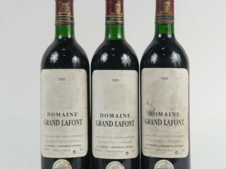 3 BOUTEILLES DOMAINE GRAND LAFONT HAUT MEDOC - 1995