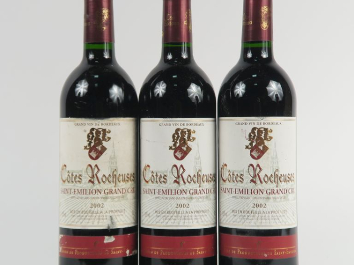 3 BOUTEILLES CÔTES ROCHEUSES GC ST EMILION - 2002