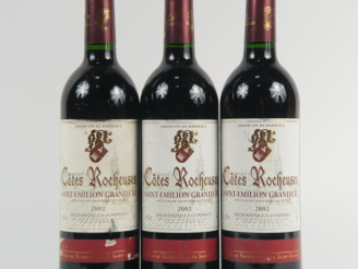 Vente aux enchères 3 BOUTEILLES CÔTES ROCHEUSES GC ST EMILION - 2002