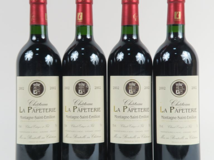 4 BOUTEILLES CHÂTEAU LA PAPETERIE MONTAGNE ST EMILION - 2002