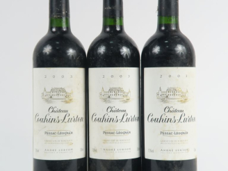 Vente aux enchères 3 BOUTEILLES CHÂTEAU COUHINS LURTON GRAVES - 2003