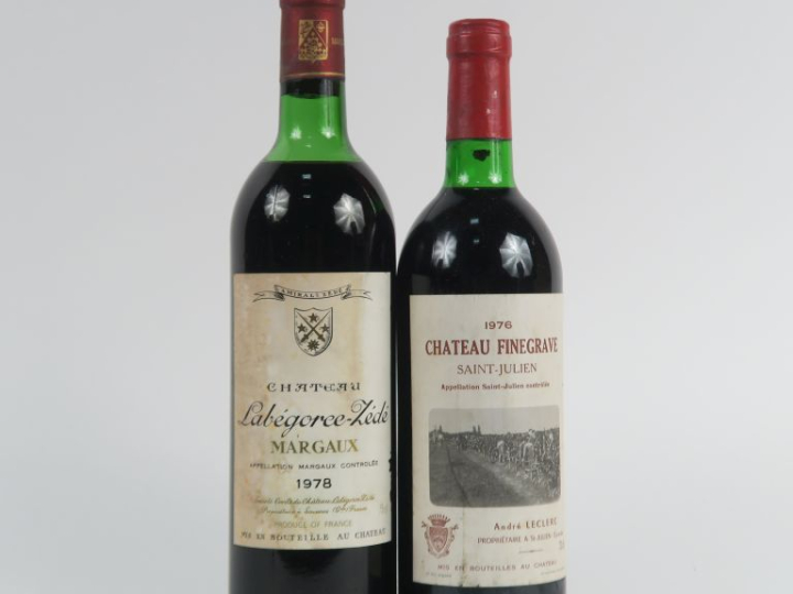 2 BOUTEILLES : 1 CHÂTEAU LABEGORCE ZÉDÉ MARGAUX 1978 HEP - 1 CHÂTEAU F