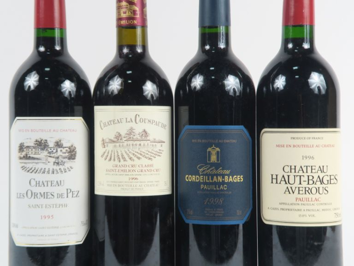 4 BOUTEILLES : 1 CHÂTEAU LES ORMES DE PEZ ST ESTEPHE 1995 - 1 CHÂTEAU 