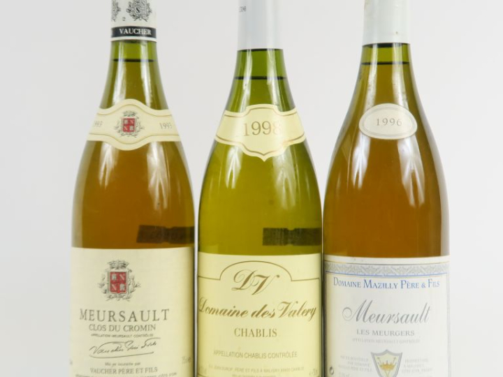 3 BOUTEILLES : 1 CHABLIS DOMAINE DES VALERY 1998 - 1 MEURSAULT 'CLOS D