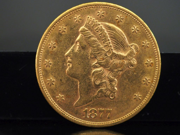 Pièce de 20 Dollars or, 1877. FRAIS ACHETEURS 5% TTC.   