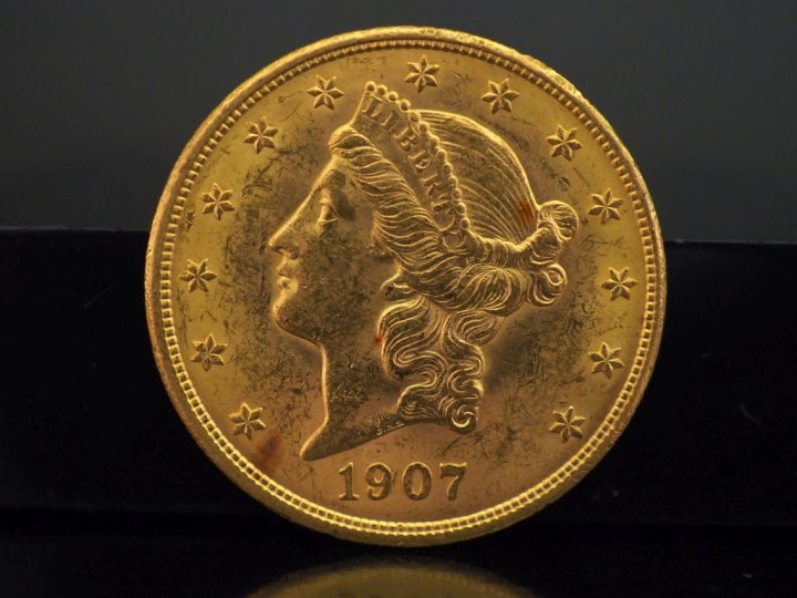 Pièce de 20 Dollars or, 1907.  FRAIS ACHETEURS 5% TTC.   