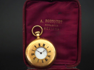 Vente aux enchères Montre de gousset en or jaune 750. Le couvercle orné de chiffres romai