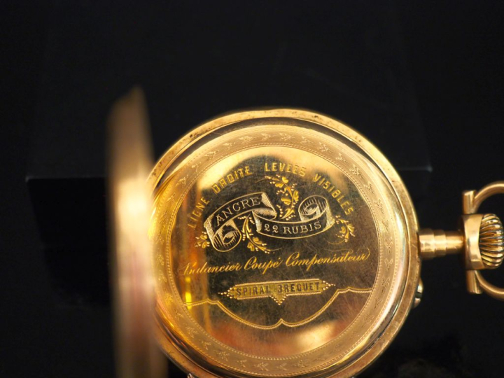 Montre de gousset en or jaune 750. Cadran à chiffres romains pour les 