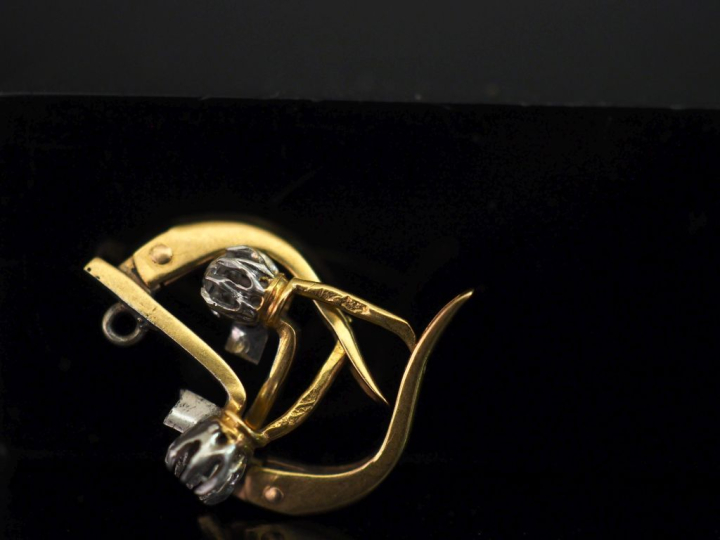 Ensemble comprenant :  -	 une paire de perces oreilles en or jaune 750
