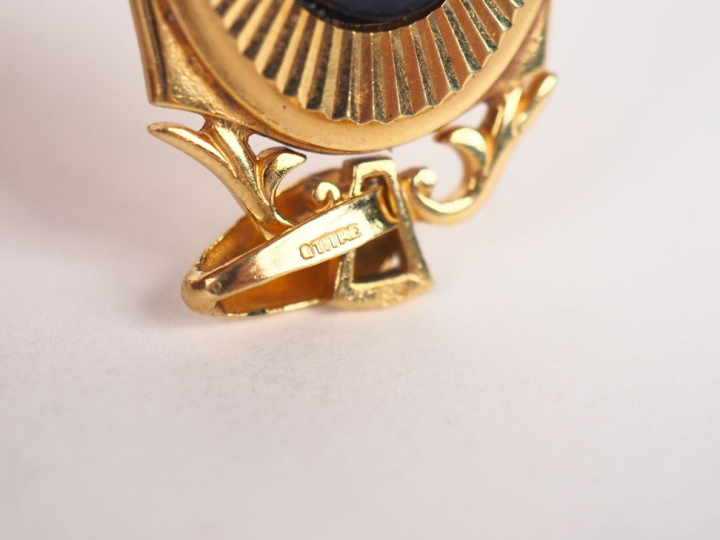 Pendentif Art déco en émail noir, brillants et perle baroque, monture 