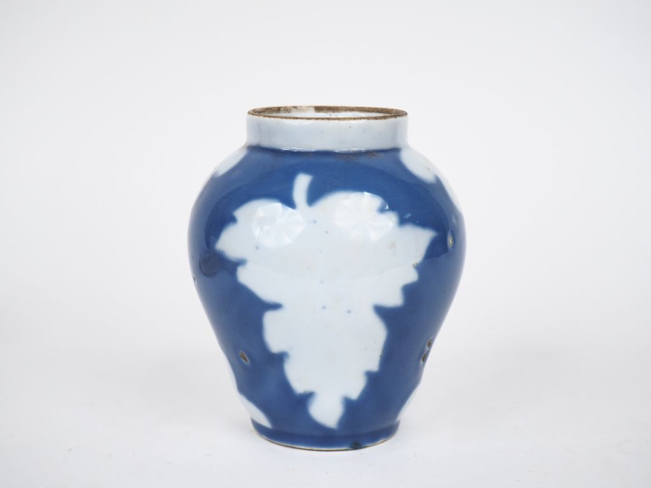 Vase XIXème en porcelaine extrême-orient à décor de feuilles de chêne 