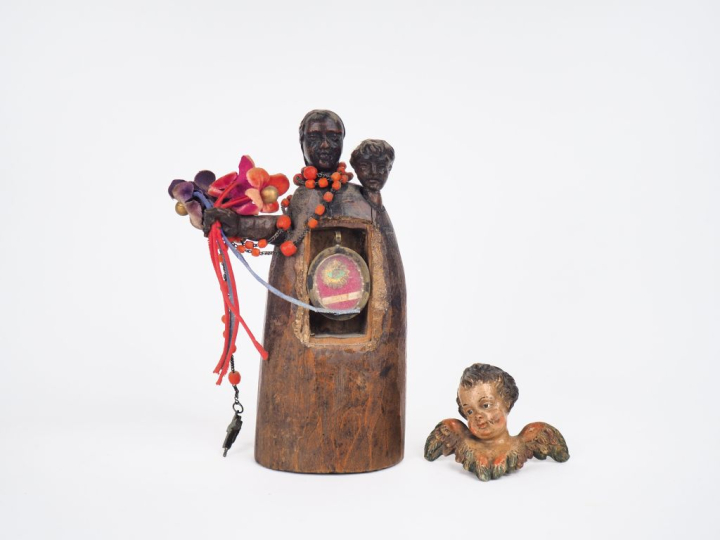 Sujet fin XVIIIème - début XIXème en bois sculpté, "Saint personnage e