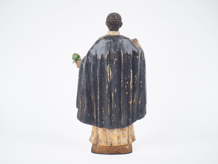Sculpture fin XVIIIème début XIXème en bois sculpté polychrome, "Saint
